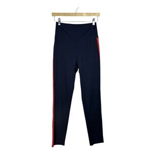 Lohla Sport Women’s Navy Blue Red Stripe Pull On Leggings High Waisted Size S